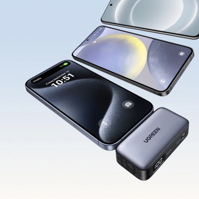 16. Powerbank Ugreen PB503 5000mAh z portem USB-C i zintegrowanym złączem USB-C - szary