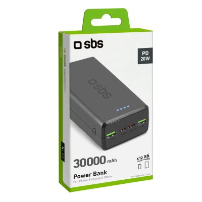 2. Powerbank SBS TTBB30000PD20K 30000 mAh 2 x USB-C 2 x USB-A - czarny