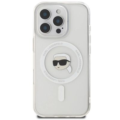 3. Etui Karl Lagerfeld IML Metal Karl Head MagSafe na iPhone 16 Pro - białe