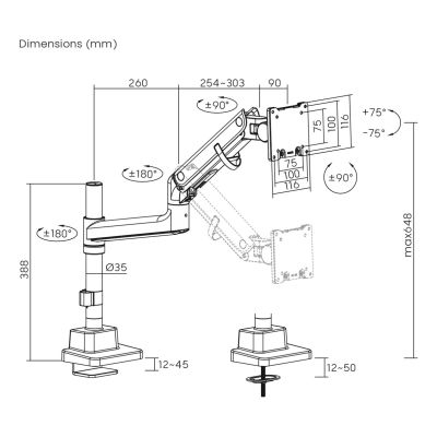 6. Digitus Uchwyt do pojedynczego monitora, 57", 27 kg
