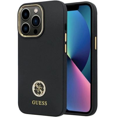 Etui Guess 4G Silicone Logo Strass na iPhone 13 Pro Max - czarne