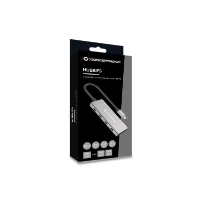 9. Conceptronic HUBBIES16G huby i koncentratory USB 3.2 Gen 2 (3.1 Gen 2) Type-C 10000 Mbit/s Szary