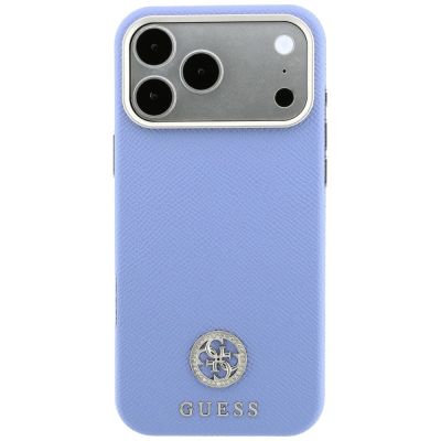 3. Etui Guess Grained Round Strass Logo MagSafe na iPhone 18 Pro / 17 Pro - niebieskie