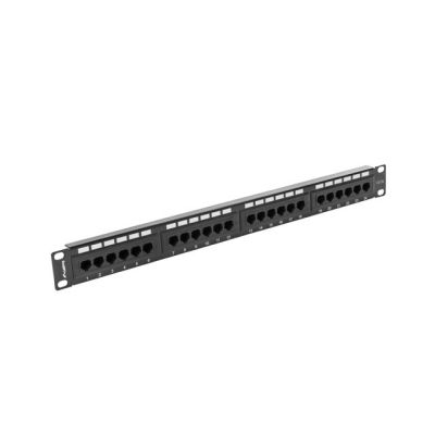 3. Patch panel Lanberg PPU5-1024-B (1U; 19"; kat. 5e; UTP; 24xRJ-45)