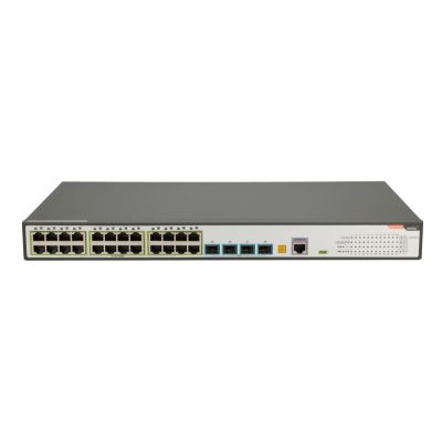 9. FiberHome S4820-28T-X-PE-AC łącza sieciowe Zarządzany L2/L3 Gigabit Ethernet (10/100/1000) Obsługa PoE 1U Czarny, Szary