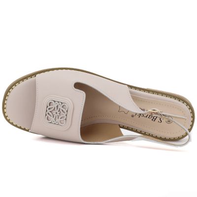 4. Skórzane sandały damskie płaskie nude S.Barski 61-6018