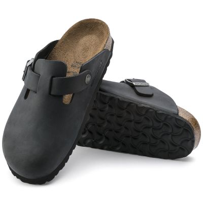 9. Chodaki damskie/męskie Birkenstock Boston Black olejowana skóra klapki narrow wąskie (0059463)
