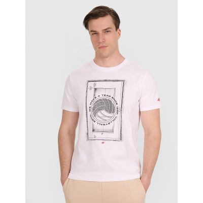 T-shirt regular z nadrukiem siatkarskim męski 4F 4FRAW25TTSHM3236-10S