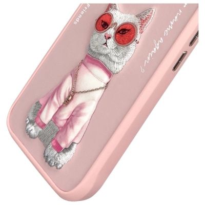 7. Etui Nimmy Glasses Cool Cat na iPhone 16 - różowe