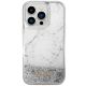 3. Etui Guess Liquid Glitter Marble na iPhone 14 Pro - białe