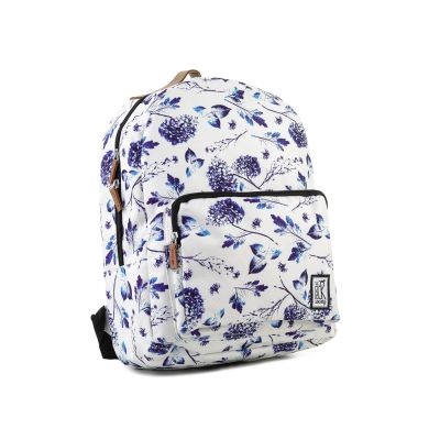 3. PLECAK THE SOCIETY PACK XCLASSIC BACKPACK 181CPR702-72 OFF WHITE BLUE FLOWER ALLOVER