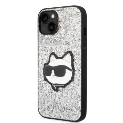 2. Etui Karl Lagerfeld Glitter Choupette Patch na iPhone 14 Plus - srebrne