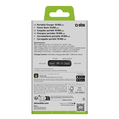 3. Powerbank SBS TTBB10000FASTPD20K 10000 mAh 20W z Power Delivery - czarny