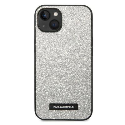 3. Etui Karl Lagerfeld Glitter Plaque Logo na iPhone 14 Plus - srebrne