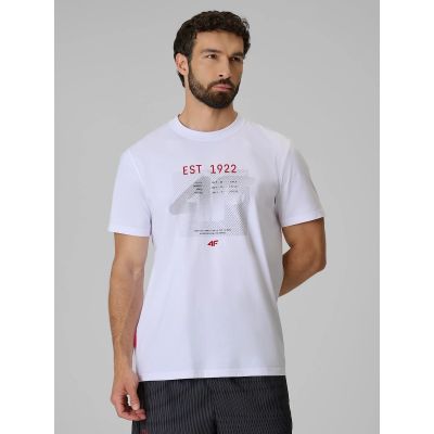 T-shirt regular z nadrukiem męski 4F 4FRSS26TTSHM4039-10S