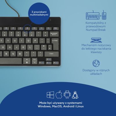 8. R-Go Tools Ergonomiczna R-Go Compact Break klawiatura, z oprogramowaniem do robienia przerw, QWERTY (UK), przewodowa, czarna