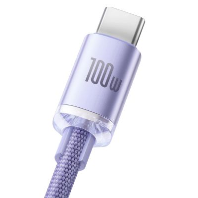 9. Baseus Crystal Shine Series kabel przewód USB do szybkiego ładowania i transferu danych USB Typ A - USB Typ C 100W 1,2m fioletowy (CAJY000405)