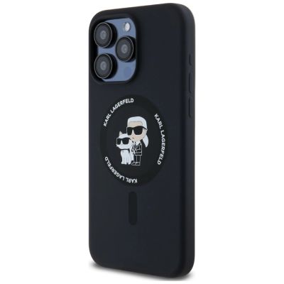 2. Etui Karl Lagerfeld Silicone Karl&Choupette Ring MagSafe na iPhone 15 Pro Max - czarne