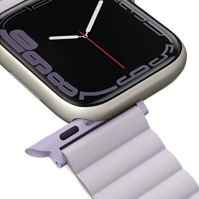 6. Pasek Uniq Revix na Apple Watch 1/2/3/4/5/6/7/8/SE/SE2/Ultra 42/44/45/49mm - liliowo-biały