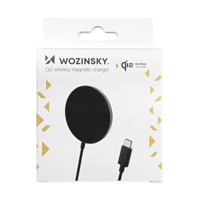 11. Ładowarka indukcyjna magnetyczna Wozinsky 15W bezprzewodowa Qi2  - czarna
