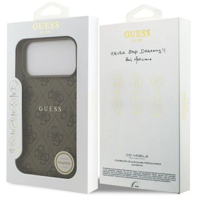 8. Etui Guess 4G Ring Classic Logo MagSafe na iPhone 17 Pro Max - brązowe