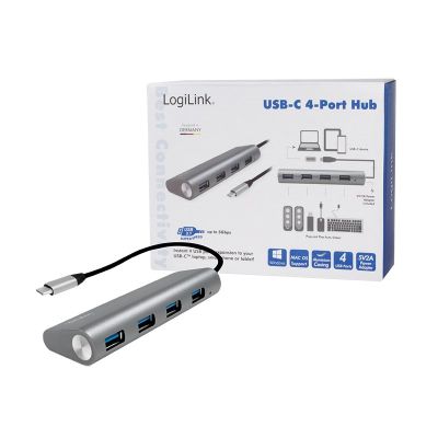 8. LogiLink UA0309 huby i koncentratory USB 3.2 Gen 1 (3.1 Gen 1) Type-C 5000 Mbit/s Szary