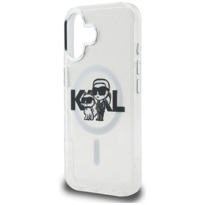 6. Etui Karl Lagerfeld IML Glitter Karl & Choupette Sketch Logo MagSafe do iPhone 16 - przezroczyste