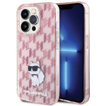 Etui Karl Lagerfeld Monogram Choupette na iPhone 15 Pro - różowe