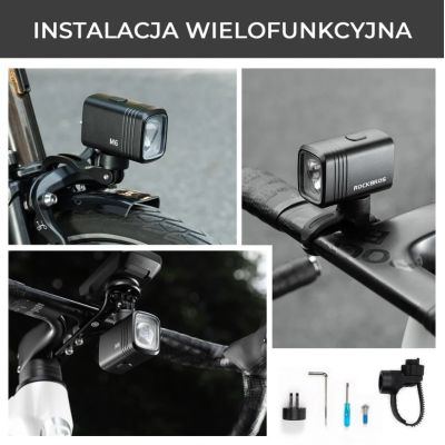 2. Rockbros lampka rowerowa przednia 1000LM czarna