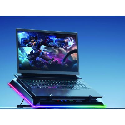 7. CONCEPTRONIC USB-C Laptop-KĂĽhlpad + Handyhalter, RGB, 12V