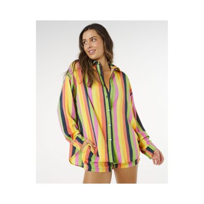 7. Koszula damska RIP CURL Neon Stripe Relaxed Shirt multikolor