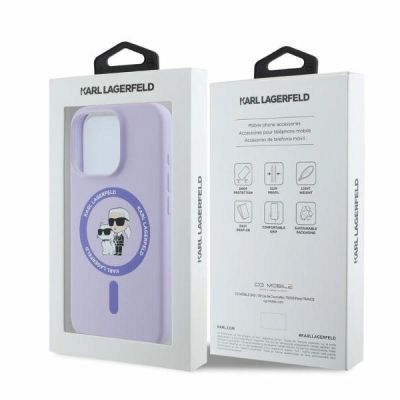 5. Etui Karl Lagerfeld Silicone Karl&Choupette Heads Ring MagSafe na iPhone 16 Pro Max - fioletowe
