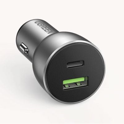 4. Ugreen ładowarka samochodowa USB / USB Typ C Quick Charge 3.0 Power Delivery 36 W 3 A szary (CD213 60980)