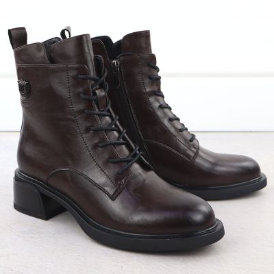 3. Skórzane botki damskie workery brązowe Filippo DBT7369