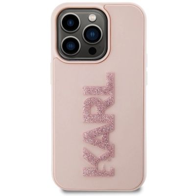 3. Etui Karl Lagerfeld 3D Rubber Glitter Logo na iPhone 15 Pro Max - różowe