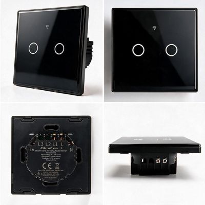 5. QOLTEC WŁĄCZNIK/WYŁĄCZNIK ŚWIATŁA | DOTYKOWY 2-KANAŁOWY | WI-FI | TIMER | TUYA | CZARNY