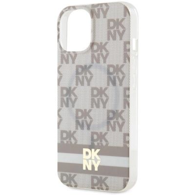 6. Etui DKNY IML Checkered Mono Pattern & Printed Stripes MagSafe na iPhone 15 / 14 / 13 - beżowe
