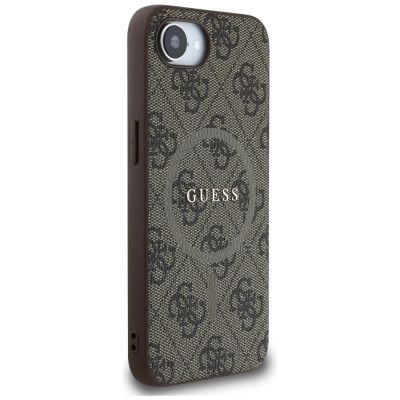 4. Etui Guess 4G Ring Classic Logo MagSafe  na iPhone 16e - brązowe