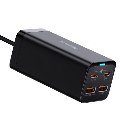 4. Baseus GaN3 Pro szybka uniwersalna ładowarka sieciowa GaN 2 x USB Typ C / 2x USB 100W PD3.0, QC4.0+, AFC czarny (CCGP000101)