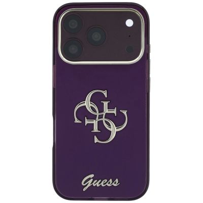 3. Etui Guess IML 4G Script Metal na iPhone 17 Pro / 18 Pro - burgundowe