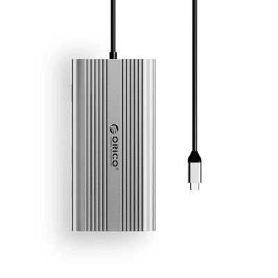 2. Stacja dokująca USB-C Orico XDR 12w1 USB-A USB-C HDMI 4K VGA RJ45 Gigabit PD 100W czytnik kart SD i microSD - srebrna