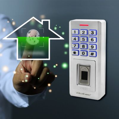 5. QOLTEC ZAMEK SZYFROWY OBERON Z CZYTNIKIEM LINII PAPILARNYCH | RFID | KOD | KARTA | BRELOK | DZWONEK | IP68 | EM