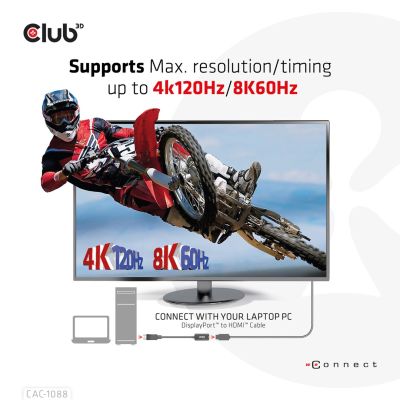 5. CLUB3D CAC-1088 adapter kablowy 0,21 m DisplayPort HDMI Czarny