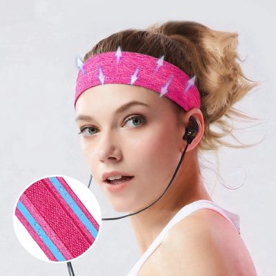 4. Elastyczna materiałowa opaska na głowę do biegania fitness różowa