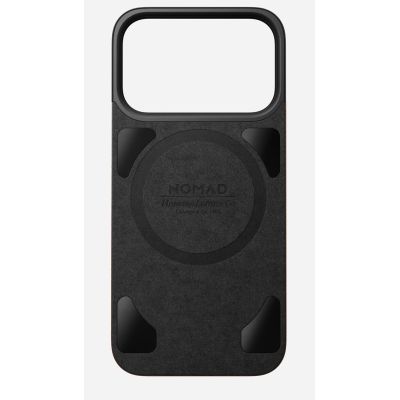 4. NOMAD Magnetic Leather Back - nakładka magnetyczna na iPhone 18 Pro / 17 Pro kompatybilna z MagSafe, skóra Horween (rustic brown)