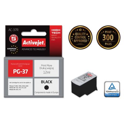 2. Activejet AC-37R Tusz (zamiennik Canon PG-37; Premium; 12 ml; czarny)
