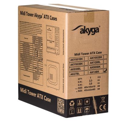 14. Obudowa Akyga AK13BK (ATX, Micro ATX, Mini ATX, Mini ITX; kolor czarny)