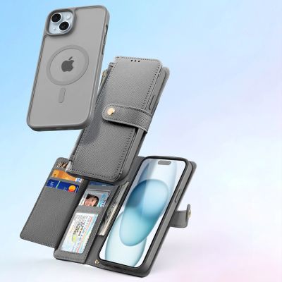 4. Etui skórzane Dux Ducis Lawa na iPhone 15 - szare
