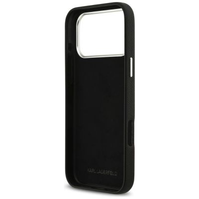 7. Etui Karl Lagerfeld FW Grained Signature Logo na iPhone 17 Pro Max - czarne