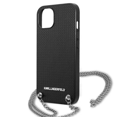 6. Etui Karl Lagerfeld Leather Textured and Chain na iPhone 13 / 14 / 15 6,1" - czarne